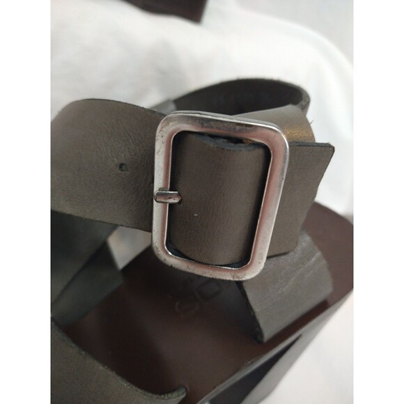 Boemos Italy Block Heel Sandals EU 39 Dark Gray All Leather Strappy Square Toe - Picture 5 of 12